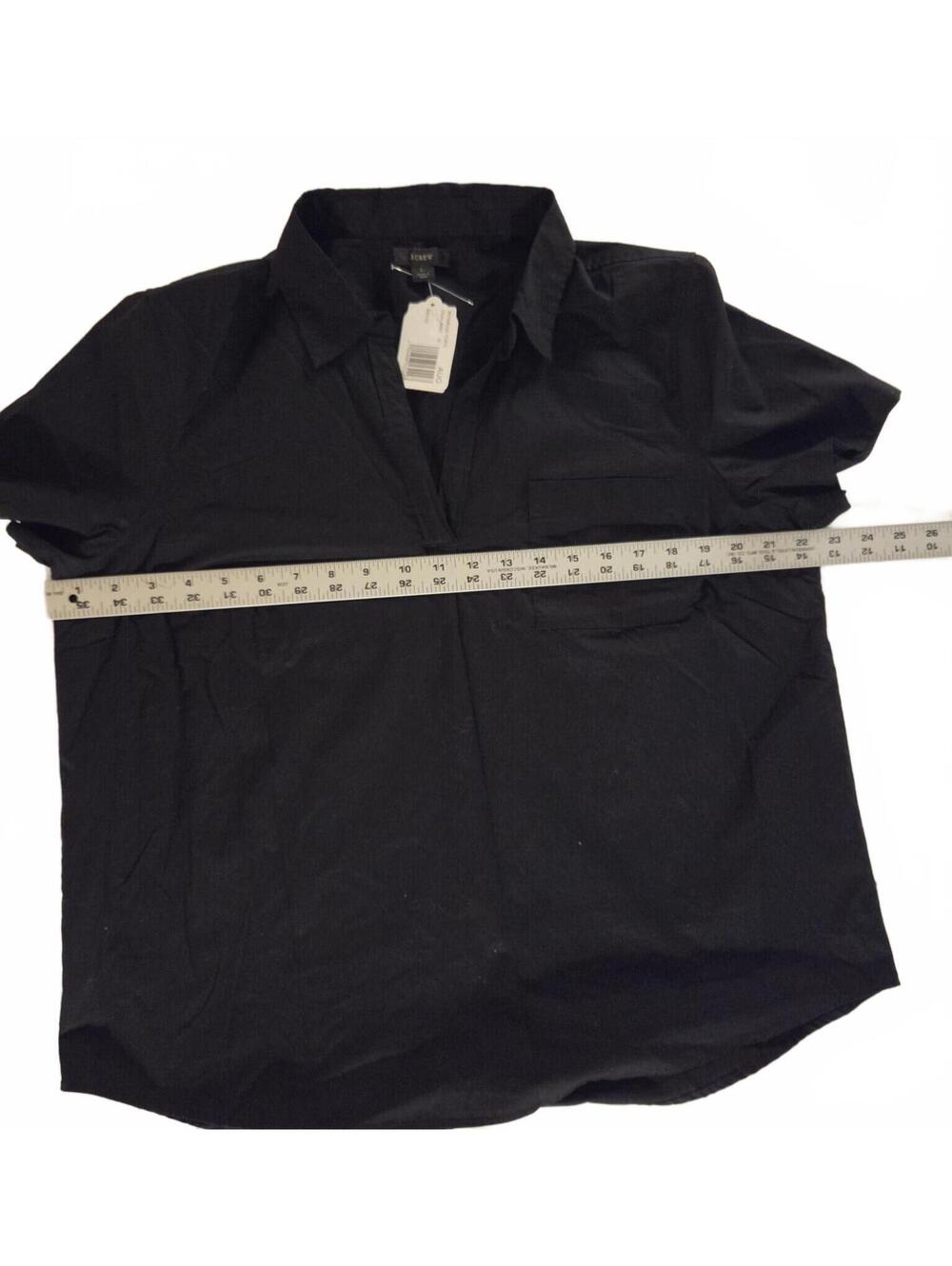 J.Crew Black Short Sleeve Collared Top Large - Picture 6 of 7